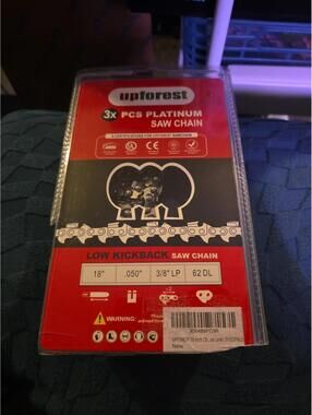 18 Inch Chainsaw Chain 3/8" LP Pitch .050" Gauge 62 Drive Links Fits Poulan,...